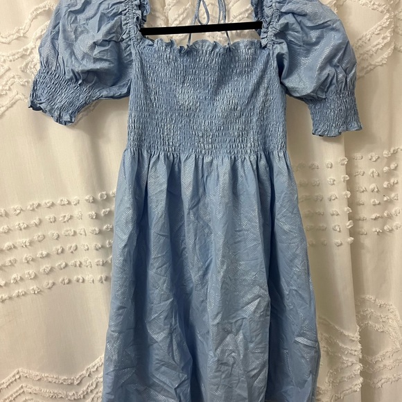 Hill House The Athena Nap Dress - Light Blue Glitter Check - Picture 8 of 8